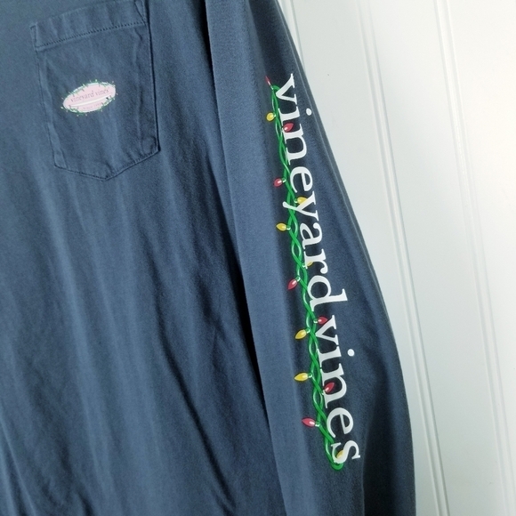 Vineyard Vines Boys Long Sleeve T Shirt Festive Party String Lights Size XL Blue - Picture 4 of 6